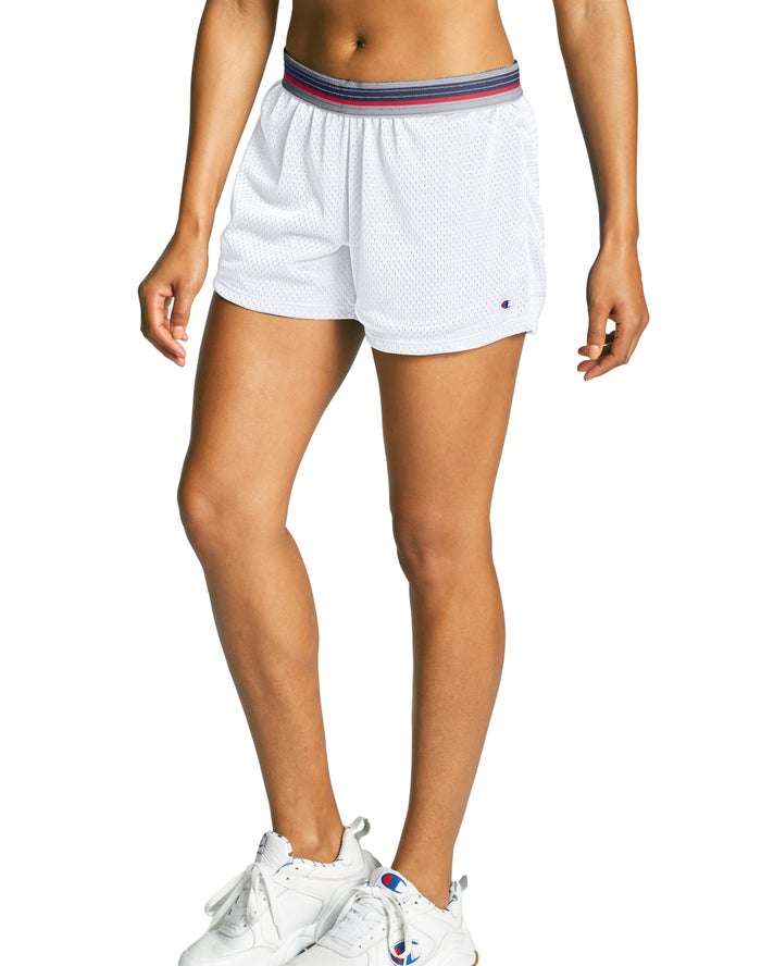 Champion Womens Shorts NZ - Mesh 4 White ( 5107-QSWCY )